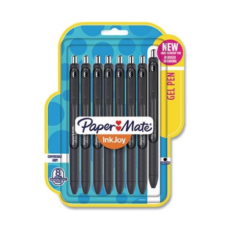 Sanford INKJOY GEL PEN, RETRACTABLE, MEDIUM 0.7 MM, BLACK INK, BLACK BARREL, 8PK 1958856